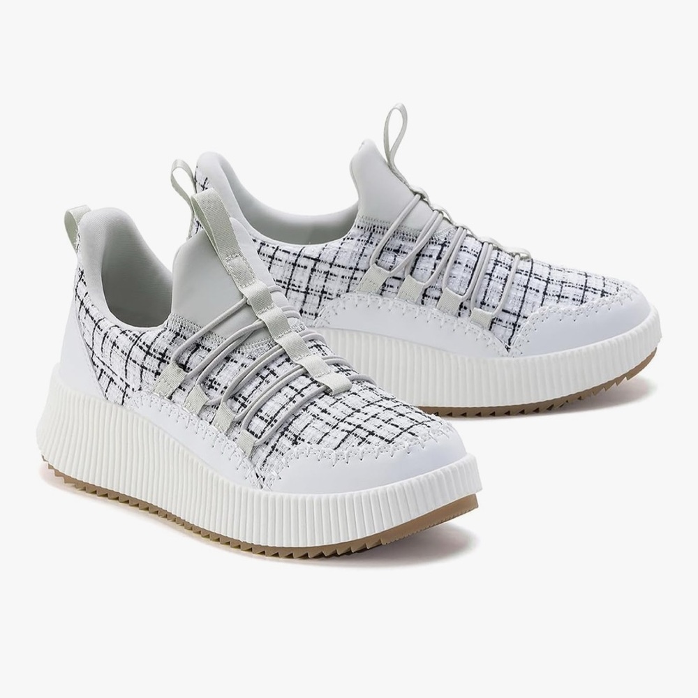 Stylish White and Gray Women's Sneakers